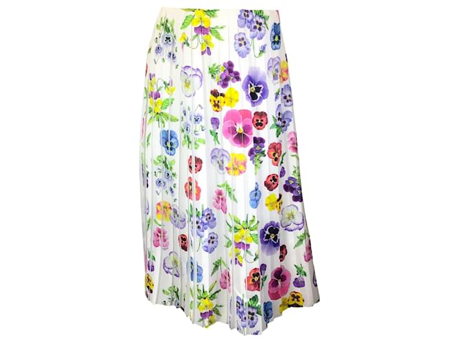 Autre Marque Vivetta White Multi Floral Printed Pleated Skirt Polyester  ref.1296060
