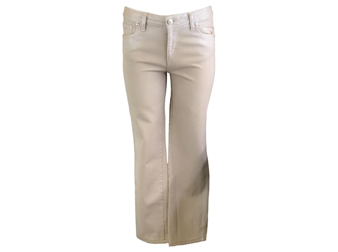 Autre Marque Chanel beige / Silver Metallic Denim Pants Cotton  ref.1296069