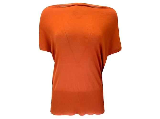 Autre Marque Hermes Orange Cashmere and Silk Knit Pullover Sweater  ref.1296087