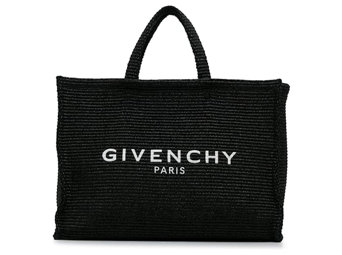 Tote de rafia con logo de Givenchy negro Mimbre  ref.1296101