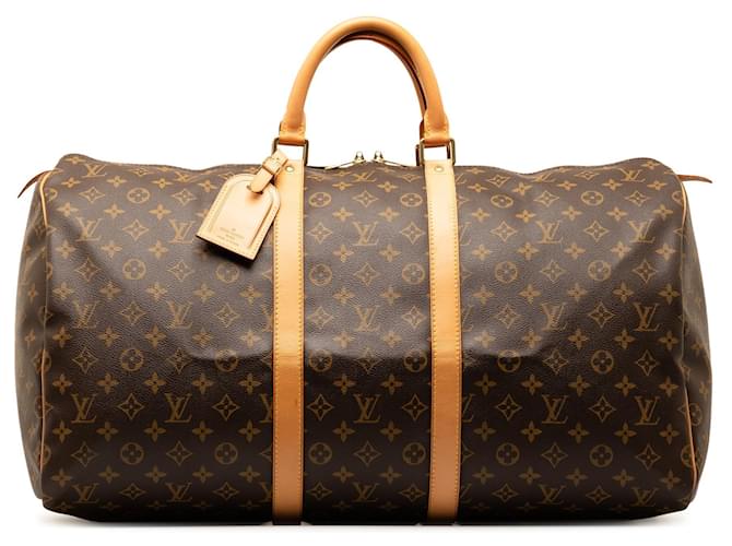 Brown Louis Vuitton Monogram Keepall 55 Travel bag Leather  ref.1296102