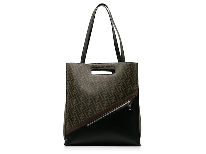 Brown Fendi 1974 Zucca Shopping Tote Satchel Leather  ref.1296103