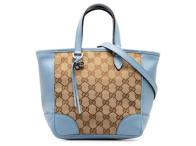 Bolso satchel Bree de lona con GG de Gucci azul Cuero  ref.1296105