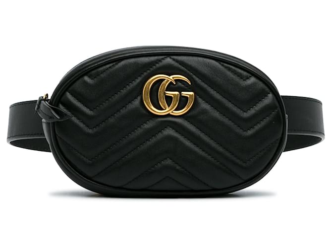 Black Gucci GG Marmont Matelasse Belt Bag Leather  ref.1296107