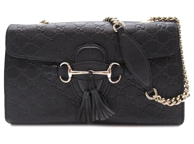 Black Gucci Medium Guccissima Emily Shoulder Bag Leather  ref.1296109