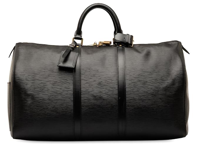 Keepall Epi Louis Vuitton negro 55 Bolsa de viaje Cuero  ref.1296126