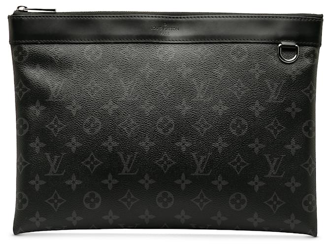 Black Louis Vuitton Monogram Eclipse Discovery Pochette GM Clutch Bag Leather  ref.1296127