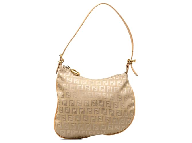 Taupe Fendi Zucchino Oyster Hobo Bag Leather  ref.1296133