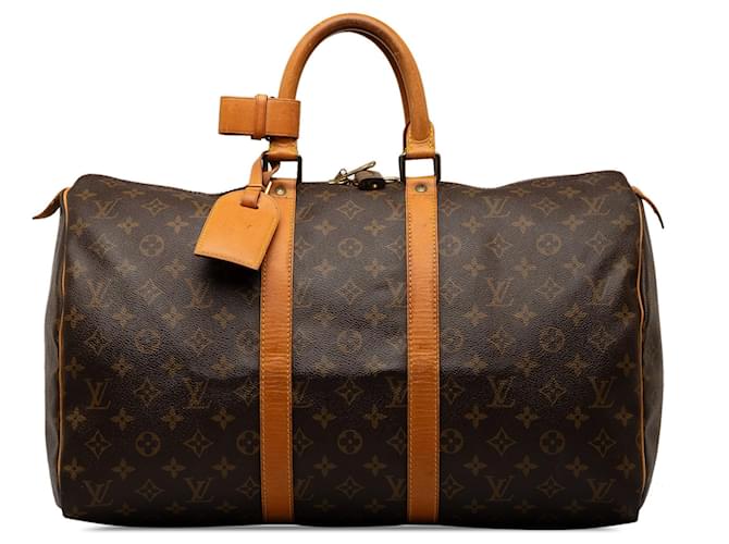 Brown Louis Vuitton Monogram Keepall 45 Travel bag Leather  ref.1296144