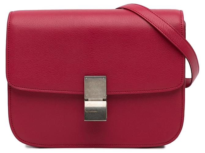 Céline Red Celine Medium Classic Box Shoulder Bag Leather  ref.1296153