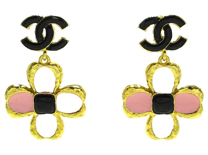 Gold Chanel CC Blooming Push Back Earrings Golden Yellow gold  ref.1296169