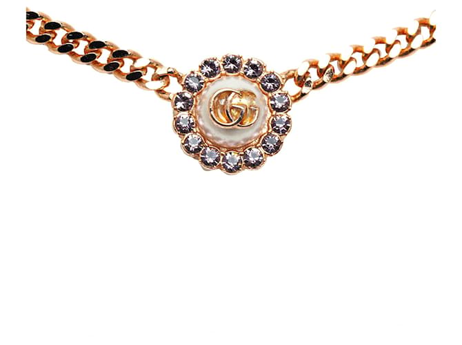 Goldfarbene Halskette mit G-Blumen-Futter und Gucci-Futter  Golden  ref.1296175