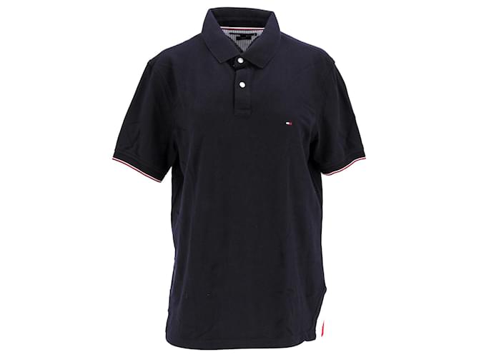 Tommy Hilfiger Slim Fit-Poloshirt mit Farbblockdesign für Herren Marineblau Baumwolle  ref.1296223