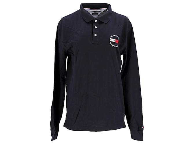 Tommy Hilfiger Mens Long Sleeve Regular Fit Polo Navy blue Cotton  ref.1296231