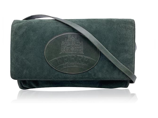 Bolsa de ombro conversível em camurça verde vintage Gianfranco Ferré Suécia  ref.1296249