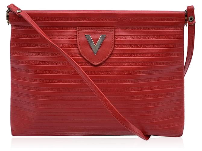 Autre Marque Vintage Embossed Red Leather Shoulder Bag  ref.1296251