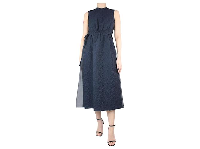 Erdem Marineblaues ärmelloses Cloque-Kleid mit Schleife an den Seiten – Größe UK 8 Polyester  ref.1296371