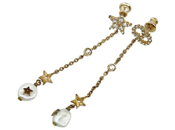 Dior CD Star Faux Pearl Drop Earrings Metal  ref.1296383