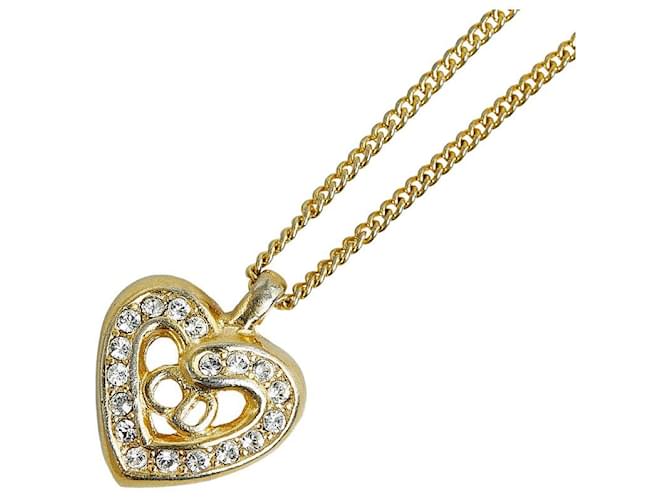 Dior Crystal Heart CD Pendant Necklace Metal  ref.1296386