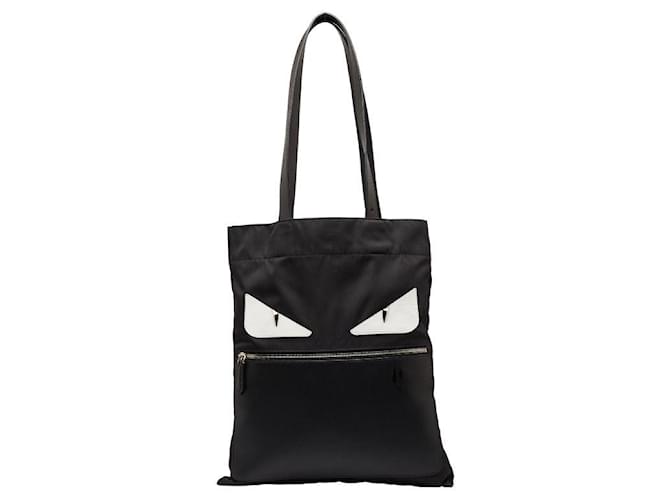 Borsa tote Fendi Monster Bugs in pelle di nylon 7VA432 In very good condition Nero Tela  ref.1296390