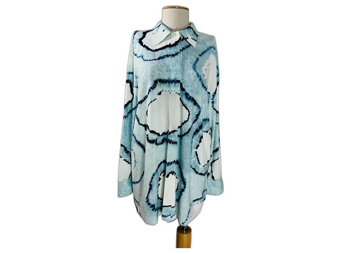 Norma Kamali Hemd Weiß Blau Oversize