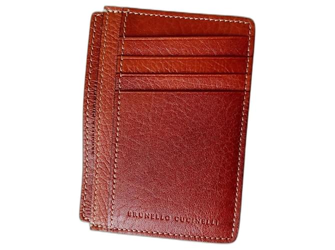 Brunello Cucinelli Card holder Brown Leather  ref.1296411