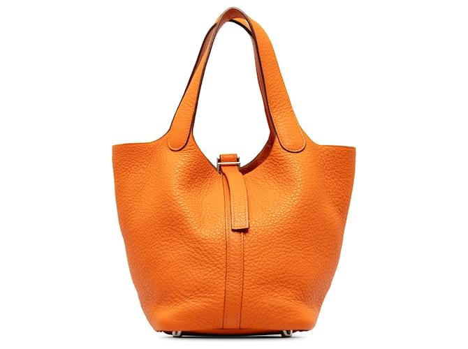 Hermès Hermes Orange Clemence Picotin 18 Leather Pony-style calfskin  ref.1296414