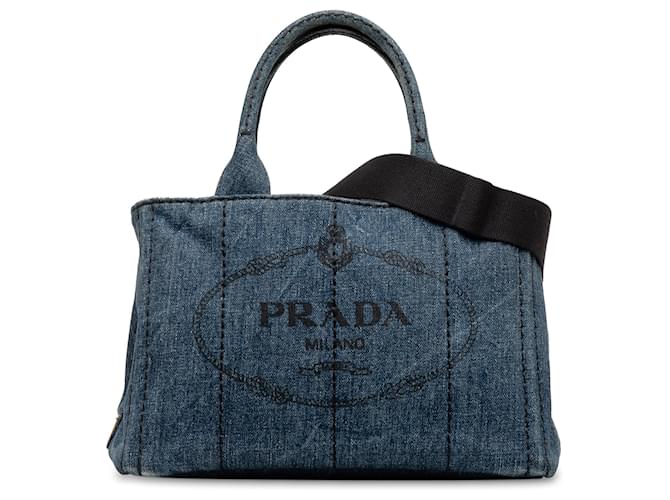 Bolso satchel de mezclilla con logo azul Canapa de Prada Juan Paño  ref.1296419