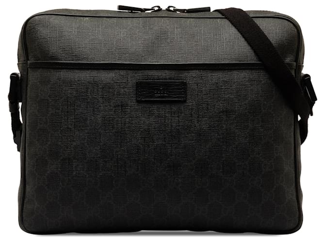 Gucci Black GG Supreme Crossbody Bag Leather Cloth Pony-style calfskin Cloth  ref.1296423