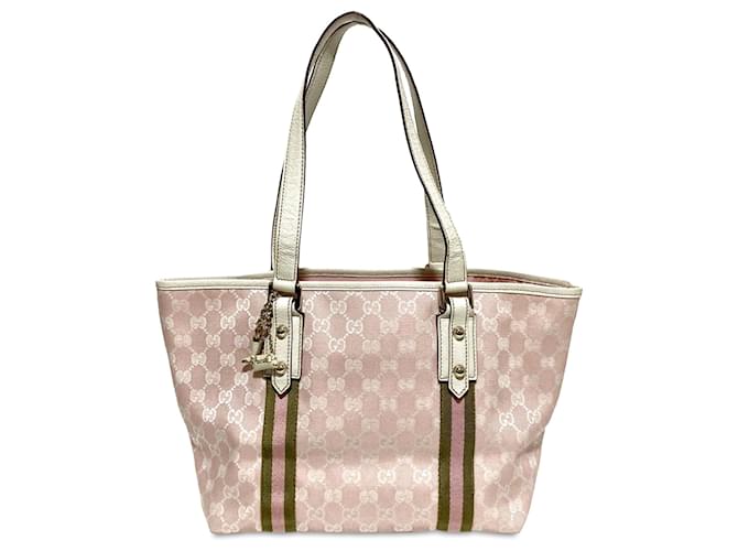 Gucci Pink GG Canvas Jolicoeur Tote Leather Cloth Pony-style calfskin Cloth  ref.1296435