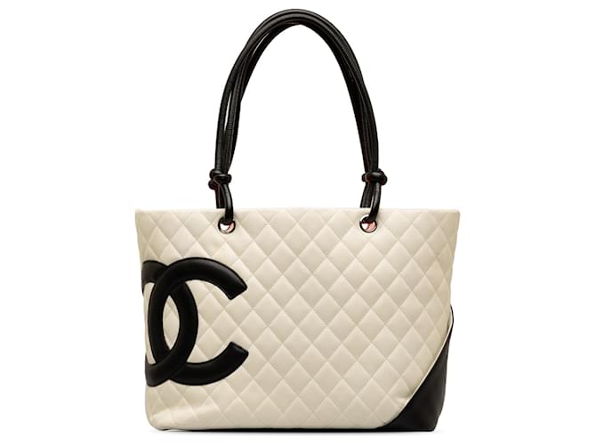 Chanel White Large Cambon Ligne Tote Leather  ref.1296451