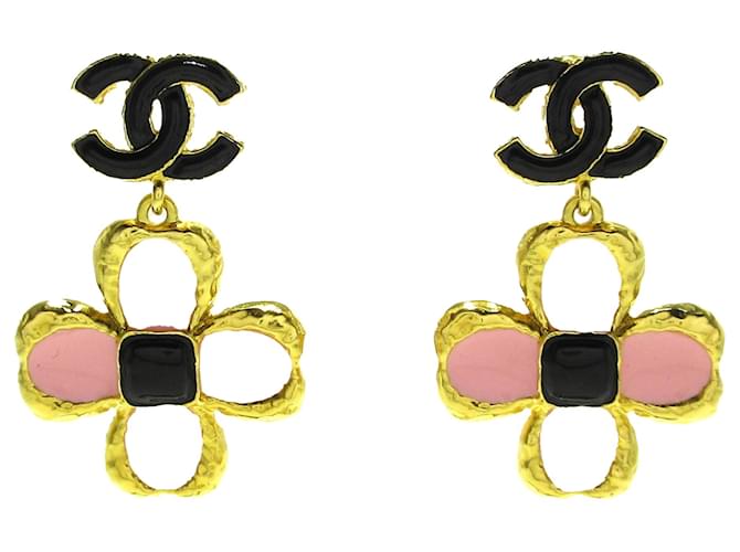 Chanel Gold CC Blooming Push Back Earrings Golden Metal Gold-plated  ref.1296458