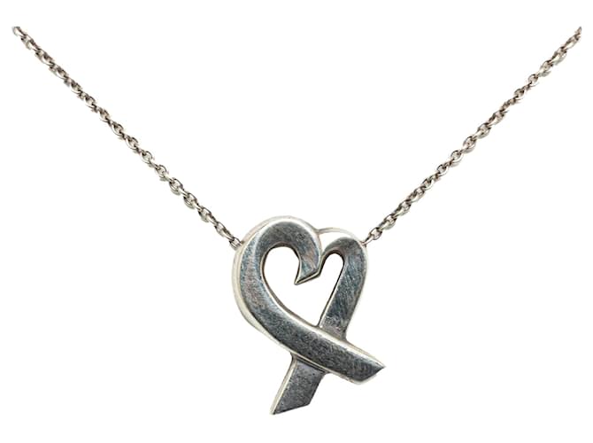 Tiffany & Co Collar con colgante grande de corazón amoroso de plata Tiffany Metal  ref.1296467