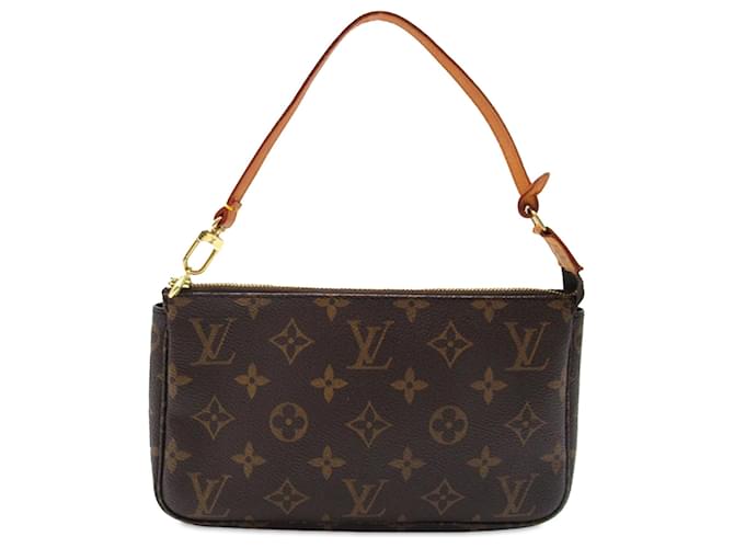 Louis Vuitton Brown Monogram Pochette Accessoires Leather Cloth  ref.1296468