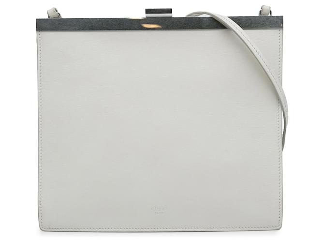 Céline Celine White Mini Clasp Bag Leather Pony-style calfskin  ref.1296487
