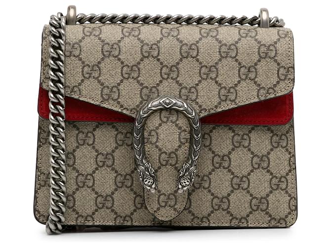 Gucci Brown Mini GG Supreme Dionysus Crossbody Bag Beige Suede Leather Cloth Cloth  ref.1296488