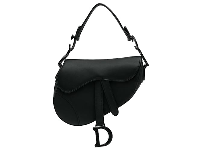 Bolso satchel Dior mini negro ultra mate Saddle Cuero Becerro  ref.1296498
