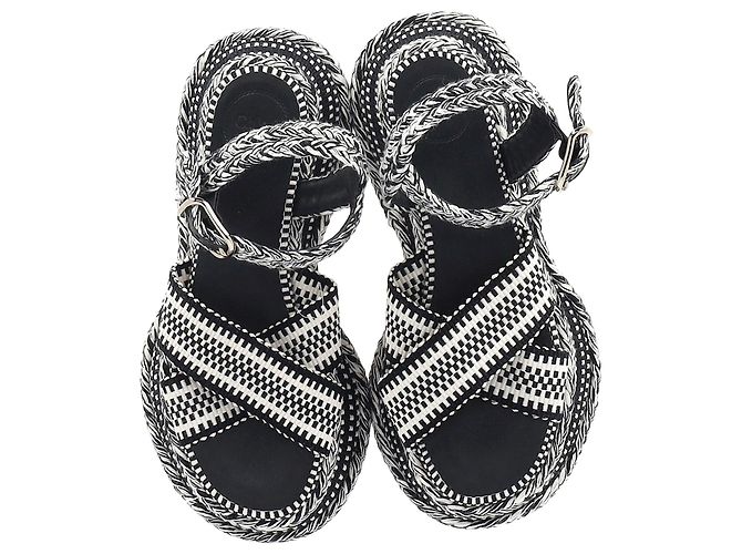 Chloé Chloè Meril Flat Platform Sandals in Monochrome Fabric
