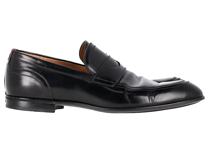 Gucci Web Penny Loafers in Black Leather  ref.1296520