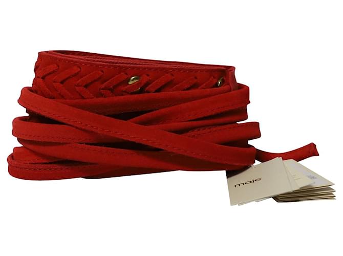 Cinturón con flecos Maje Anouska en ante rojo Roja Suecia  ref.1296525