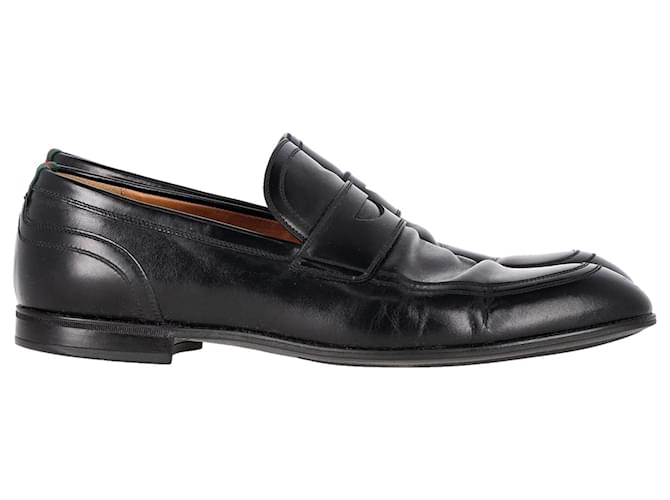Gucci Web Penny Loafers in Black Leather  ref.1296530