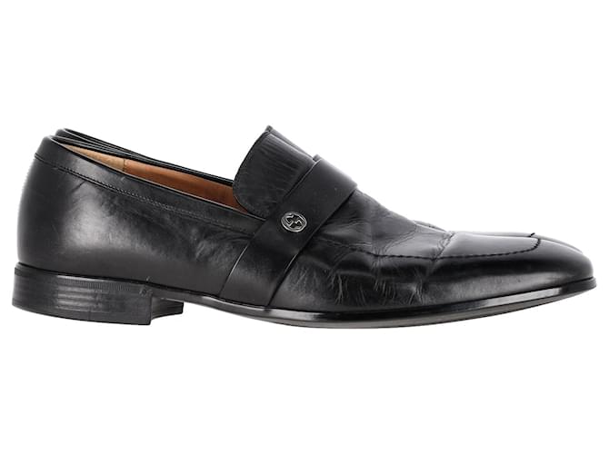 Gucci Loafers mit ineinandergreifendem G aus schwarzem Leder   ref.1296531