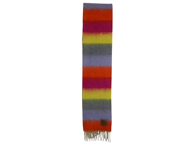 Loewe Logo-Appliquéd Fringed Striped Scarf in Multicolor Mohair Multiple colors Wool  ref.1296542