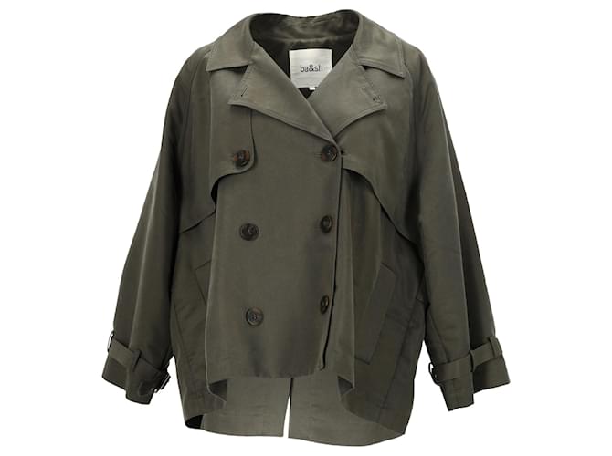 Ba&Sh Tea lined-Breasted Twill Jacket In Green Cotton Olive green  ref.1296543