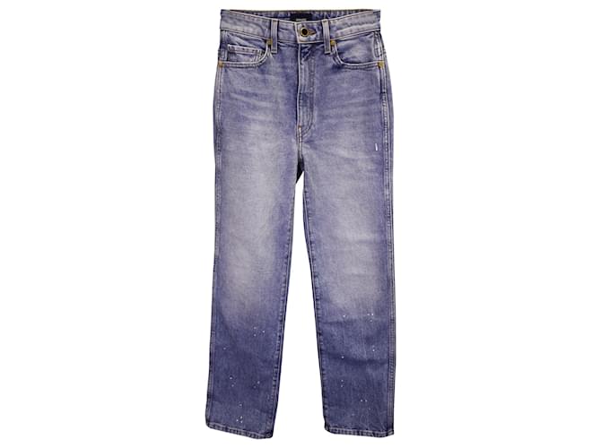 Khaite Abigail Splatter Paint Straight-Leg Ankle Jeans aus hellblauer Baumwolle  ref.1296544
