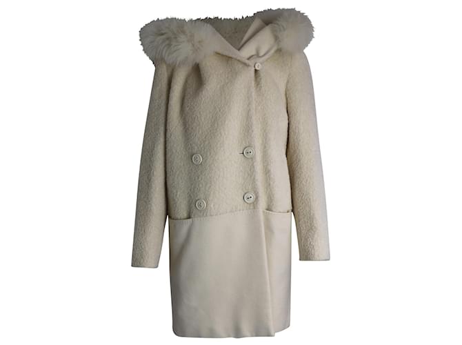Max Mara Vicky Double-Breasted Coat in White Alpaca Blend Wool  ref.1296553