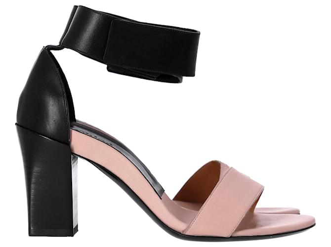 Chloé Sandali Chloe con cinturino alla caviglia bicolore in pelle nera e rosa Nero  ref.1296555