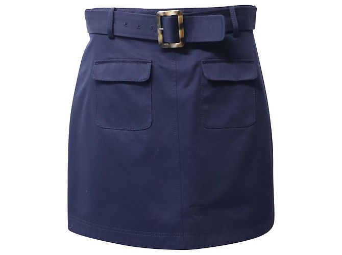 Autre Marque Minigonna Alexa Chung con tasca applicata in cotone blu navy