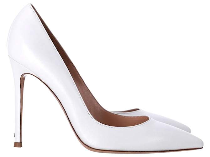Gianvito Rossi Pointed Toe Pumps in White Leather  ref.1296557