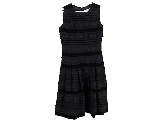 Oscar De La Renta Textured Sleeveless Dress in Black Recycled Wool  ref.1296573